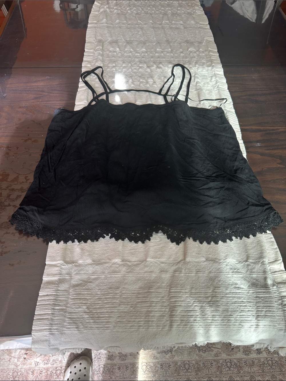 Women's Black Lace-Hem Camisole Top